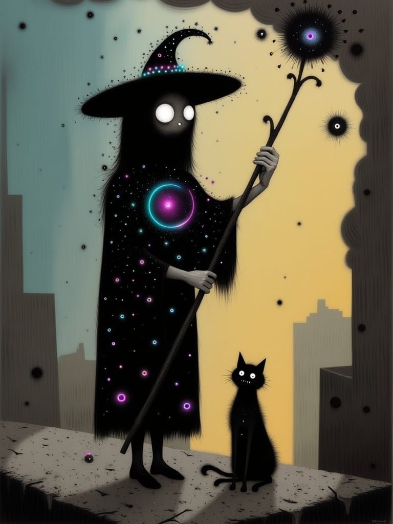 Halloween Witch Casting Spell with Vortex