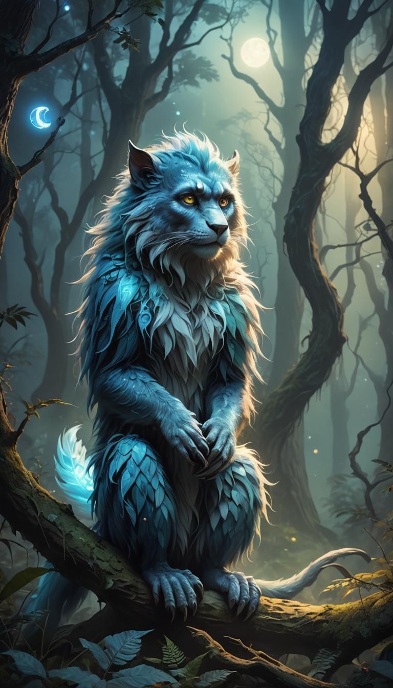 Primate-Feline Hybrid in Dreamlike Fantasy Art