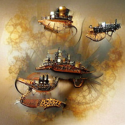 Steampunk Warships on Misty Seas