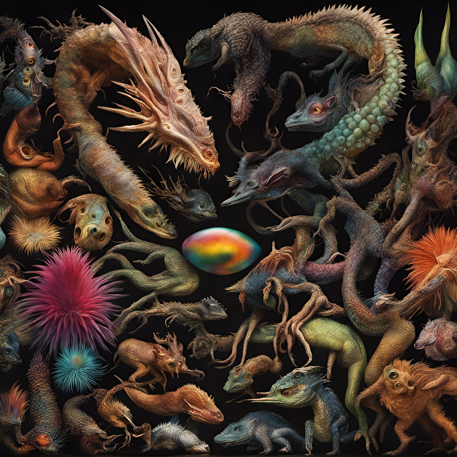 Exotic Creatures of Divergent Biology in Hyperreal 3D