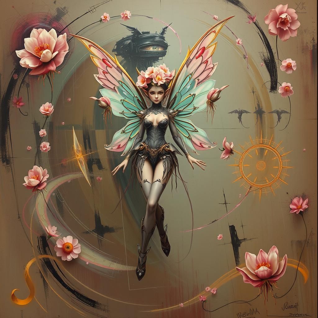 Ethereal Fairy Elf in Futuristic Impasto Dreamscape