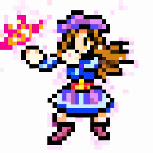 Cute Girl Casting Spells in 16-bit Pixel Art