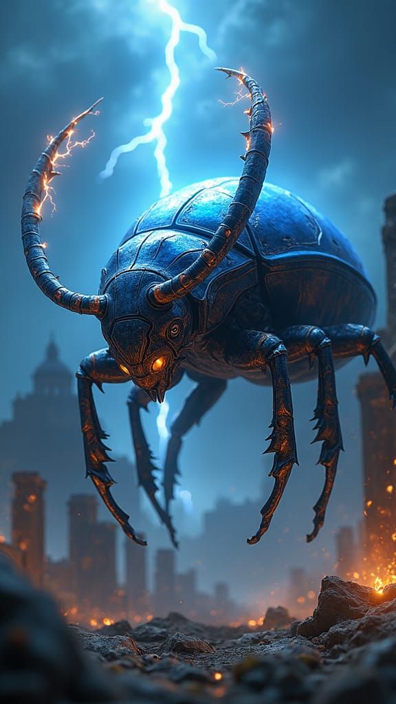 Electric Insect in Storm, Digital Matte Painting