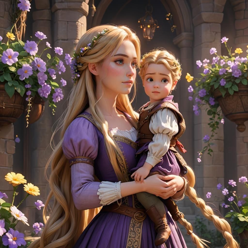 Rapunzel and Eugine's Baby in 3D Anime Art