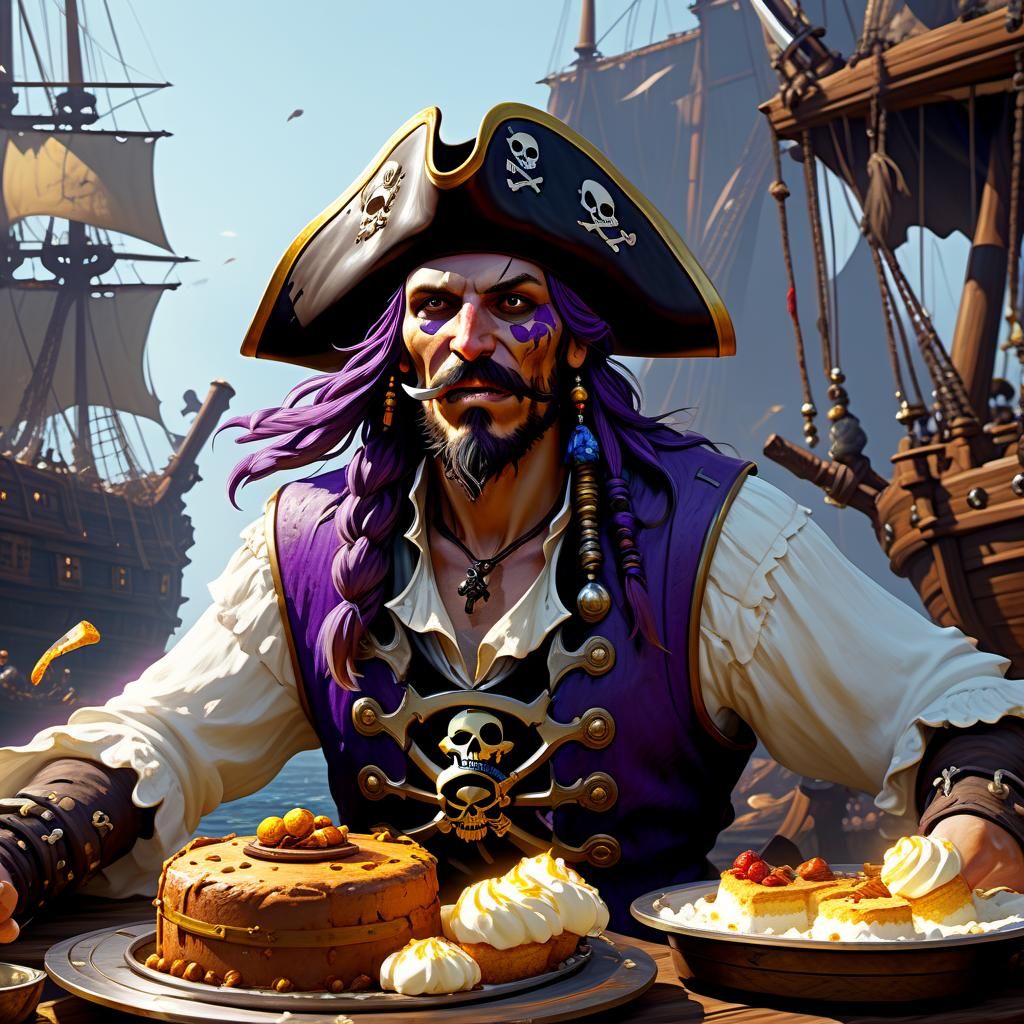 Pirate's Dark Fantasy Feast with Cake