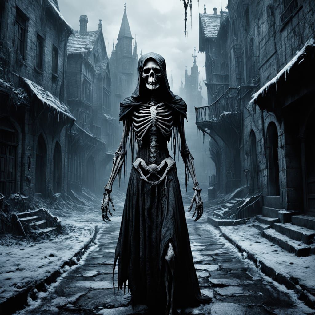 Undead Revelers in Ruined Medieval City