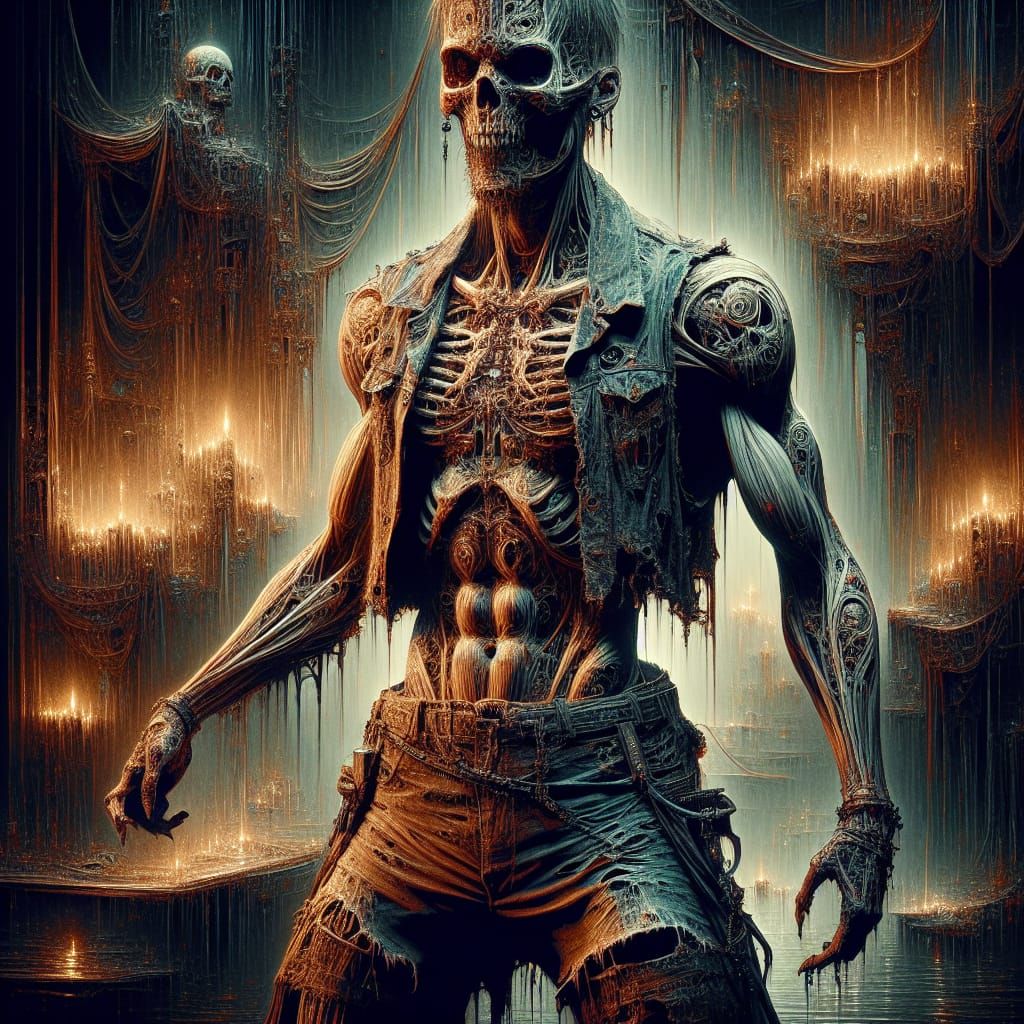 Fearsome Biopunk Necromancer in Dramatic Lighting