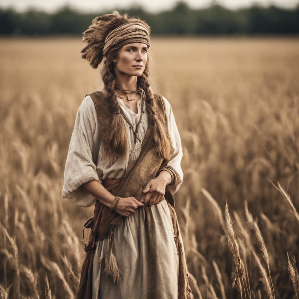 Ancient American Farmer in a Field
