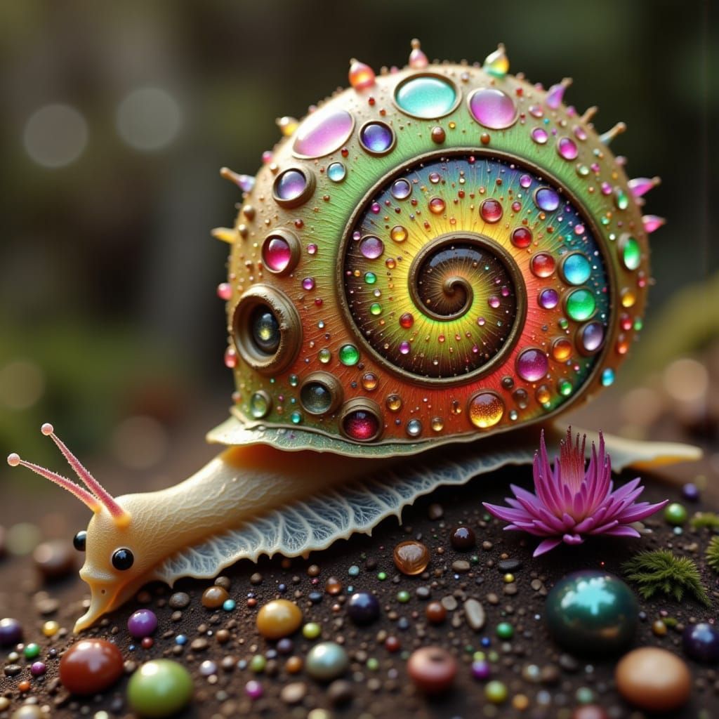 Photorealistic Snail in Exquisite Tendrils
