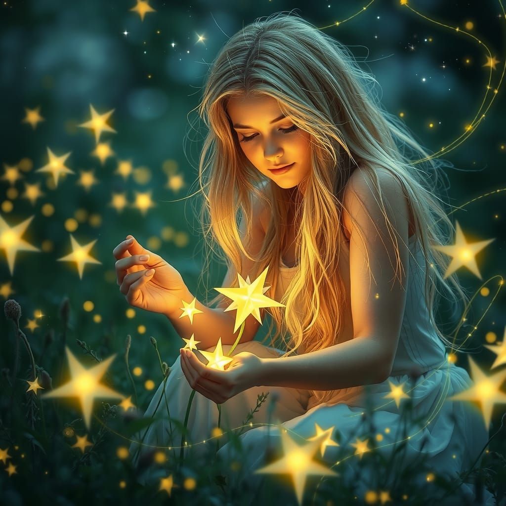 Moonlight Gardener in a Garden of Stars