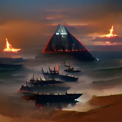 Sinister Black Pyramid Fleet Dominates Horizon