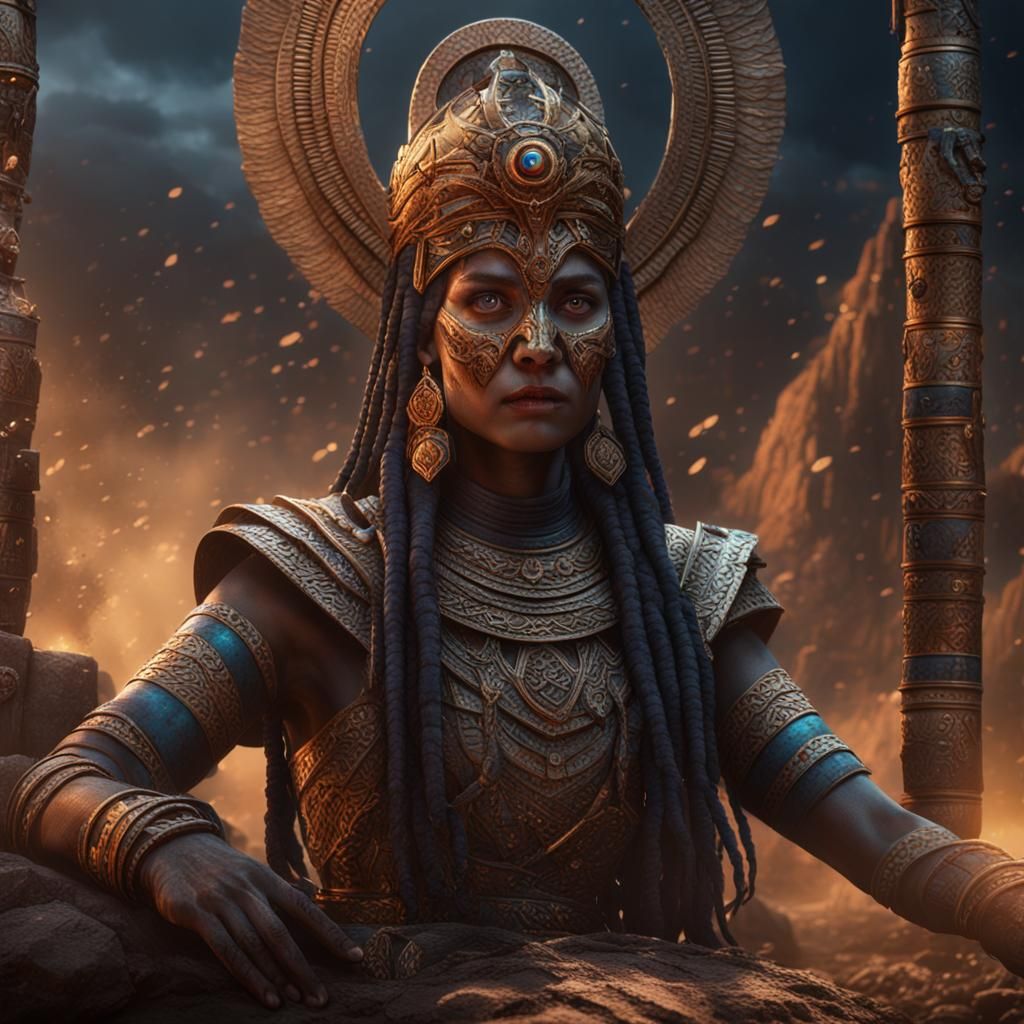 Sumerian Woman: Detailed Matte Painting in 8k