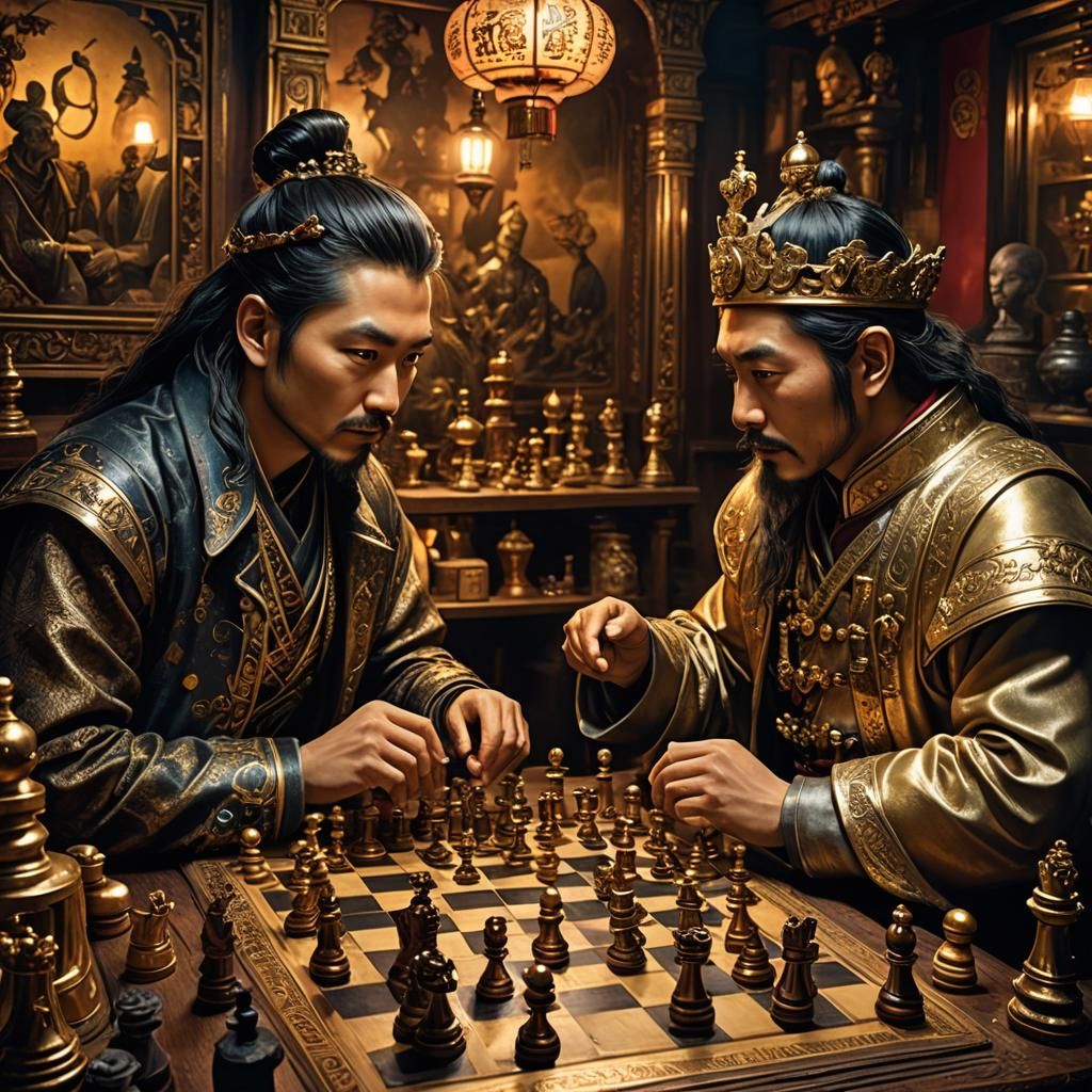 Chess Game in Chinatown: A Digital Masterpiece