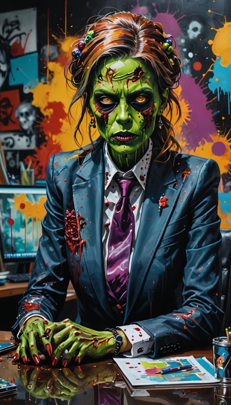 female  Zombie CEO of a Fortune 500 company leading a board ...