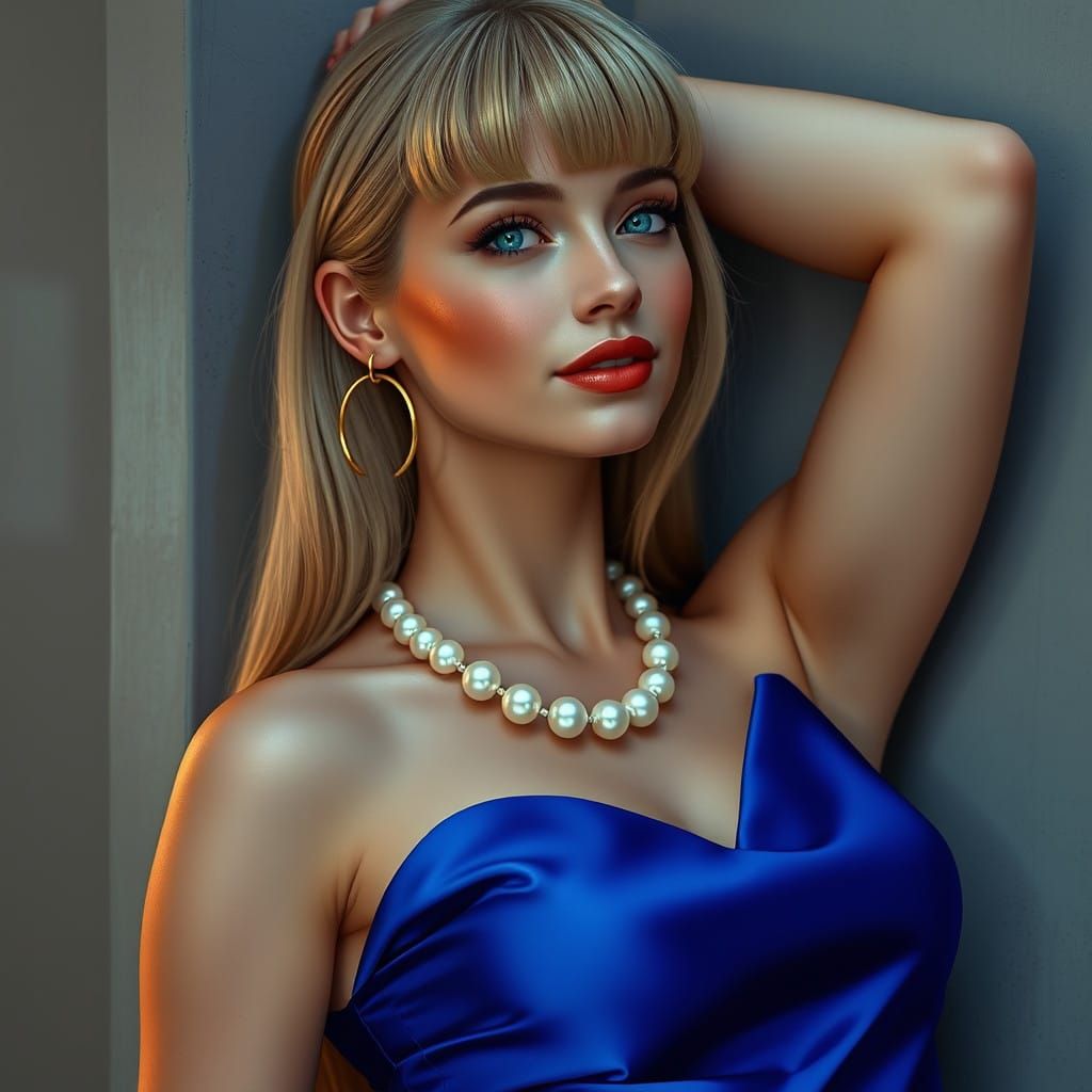 Elegant Woman in a Rich Matte Painting Aesthetic