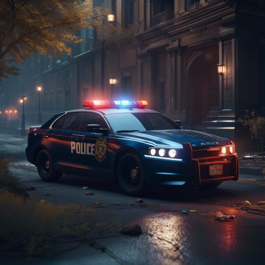 Police Cruiser Responding: Detailed Matte Painting