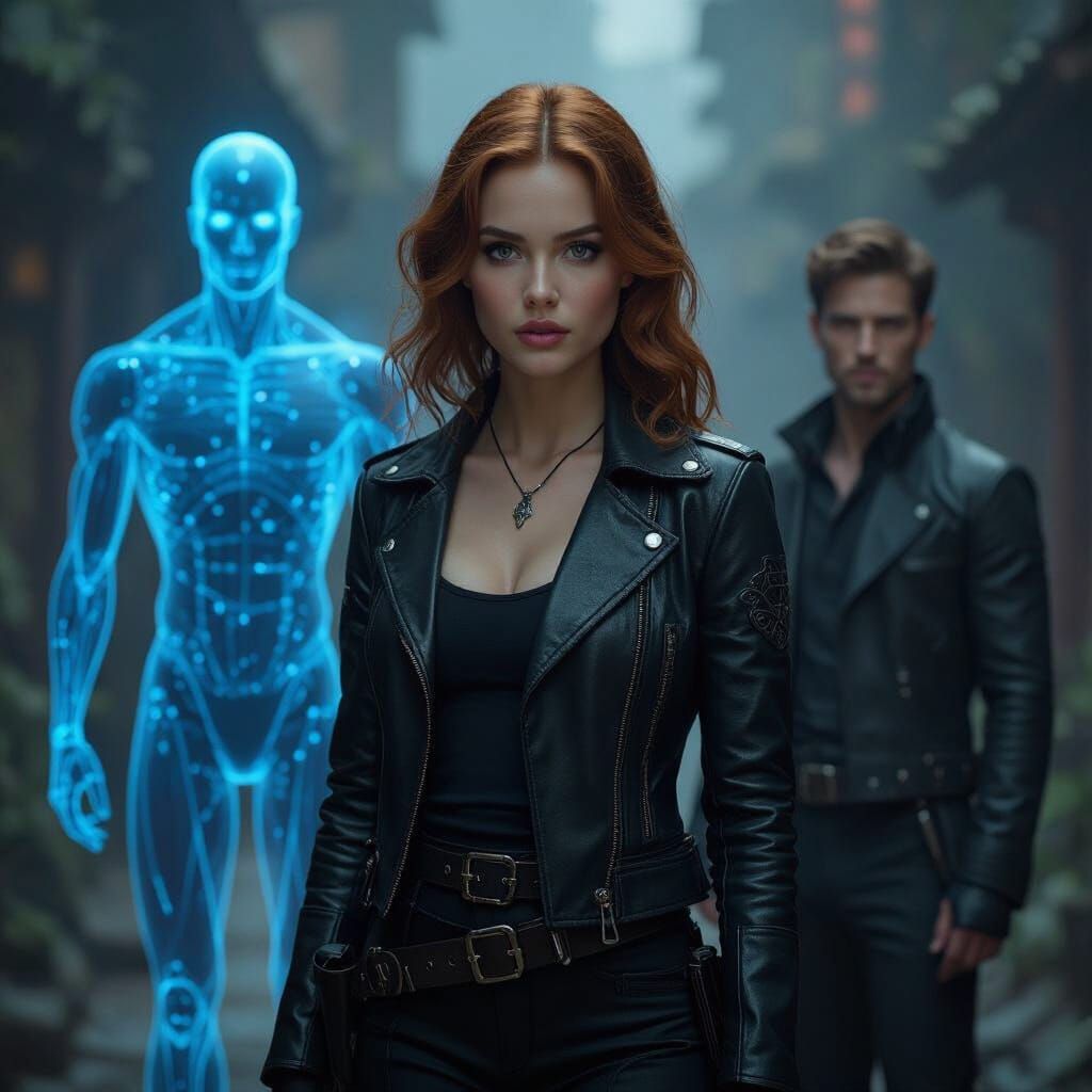 Dark Fantasy Cinematic Art: Aurora and Hologram