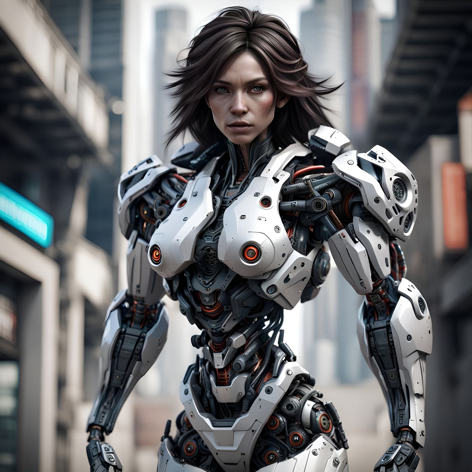 Detailed Female Robot Meka in Sci-Fi Style