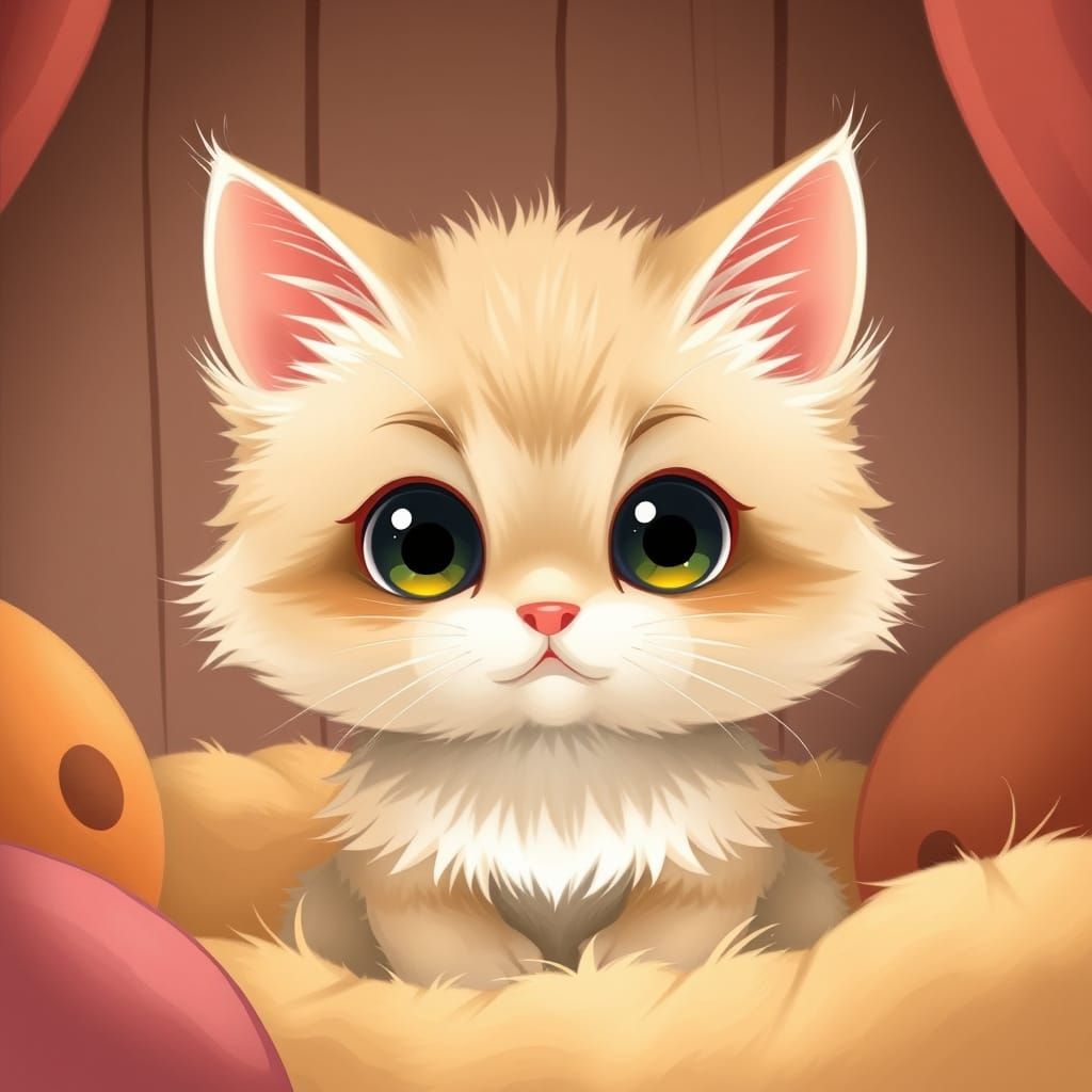 Adorable Cat in Whimsical Anime Style