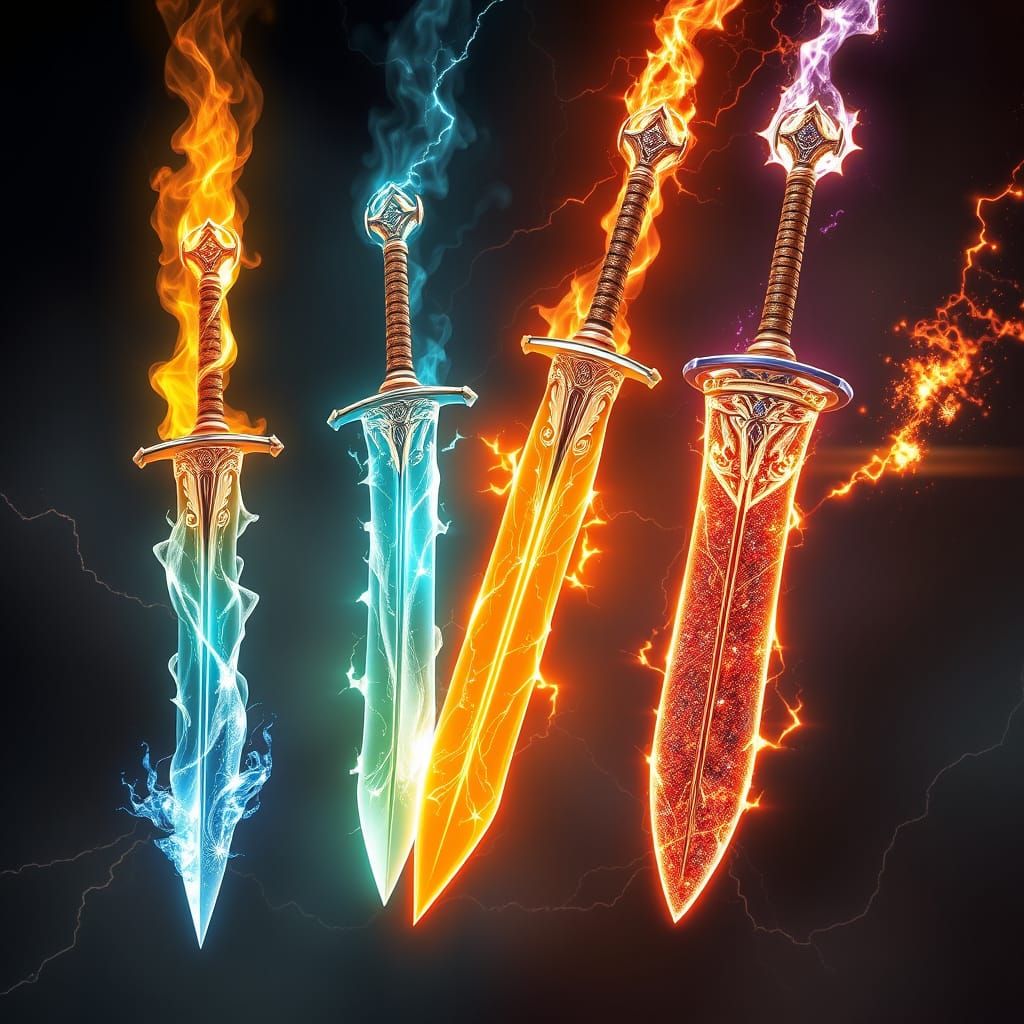 Ethereal Elemental Swords: Fire, Water, Earth, Air