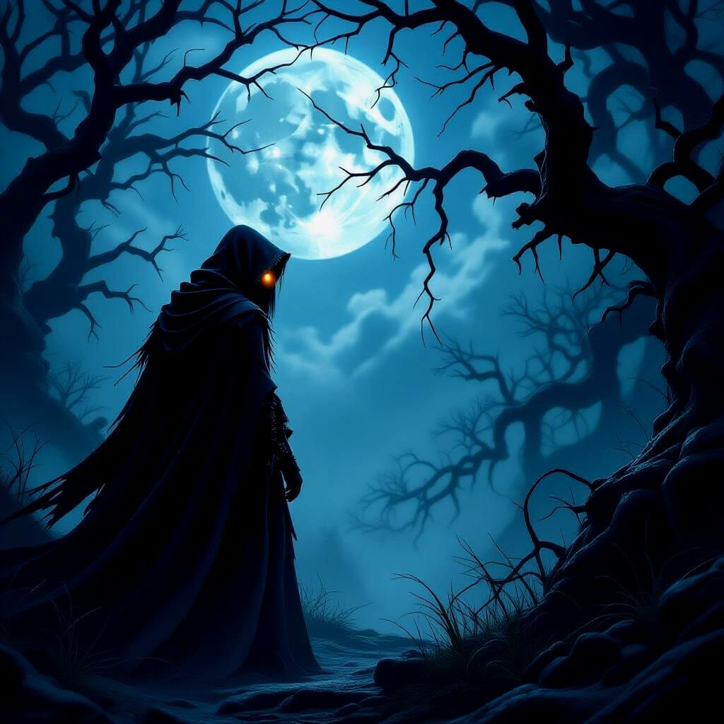 Lone Witch in Dark Forest Concept Art