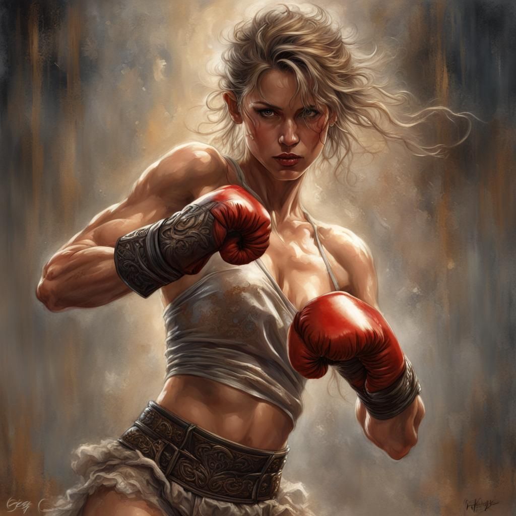 French boxing fighter on guard