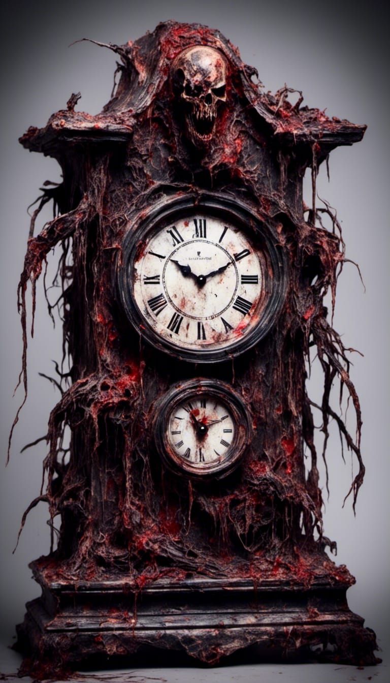 Horror Themed Clock with Macabre Elements