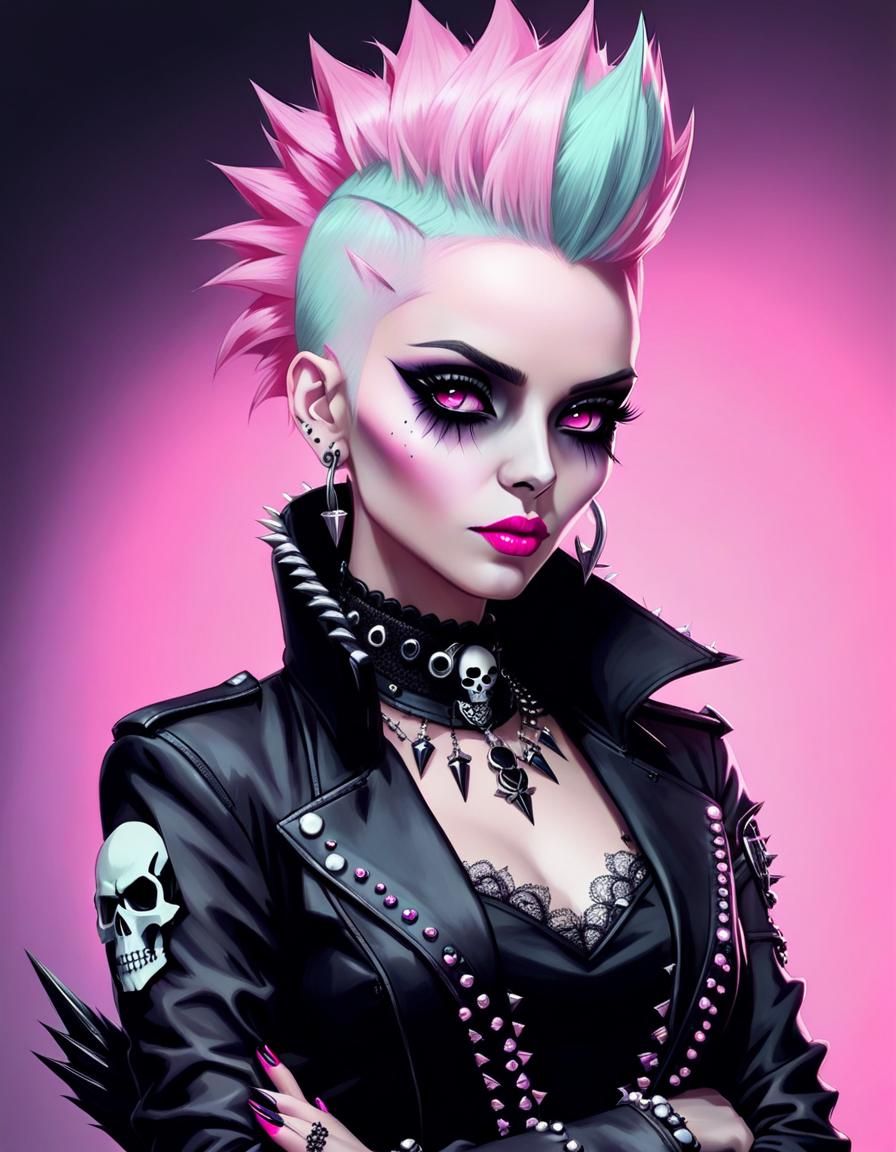 Pastel Goth Woman Portrait 2