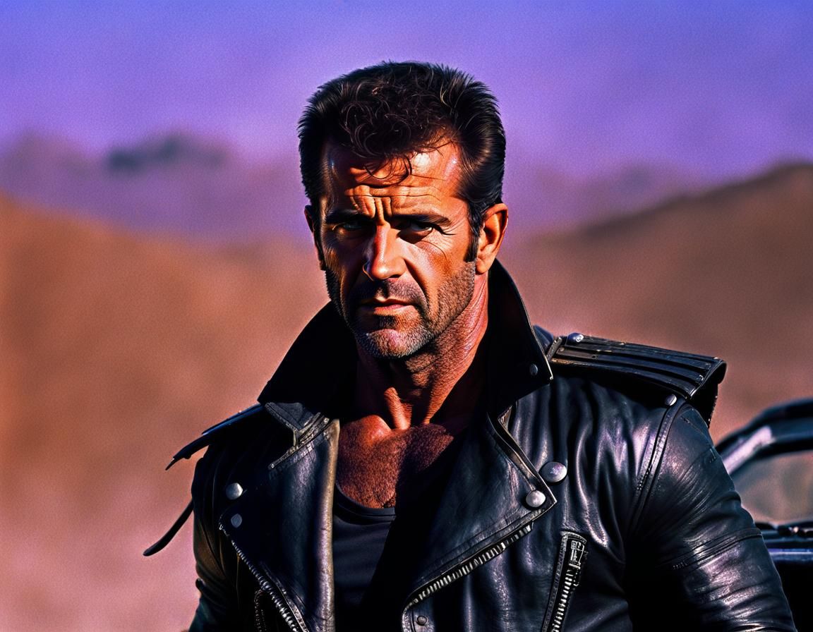 Young Mel Gibson as Mad Max: Cinematic Portrait