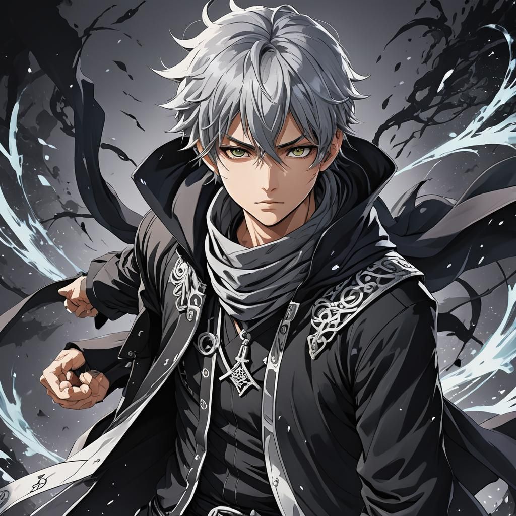 Anime Jujutsu Sorcerer in Dark Fantasy Style