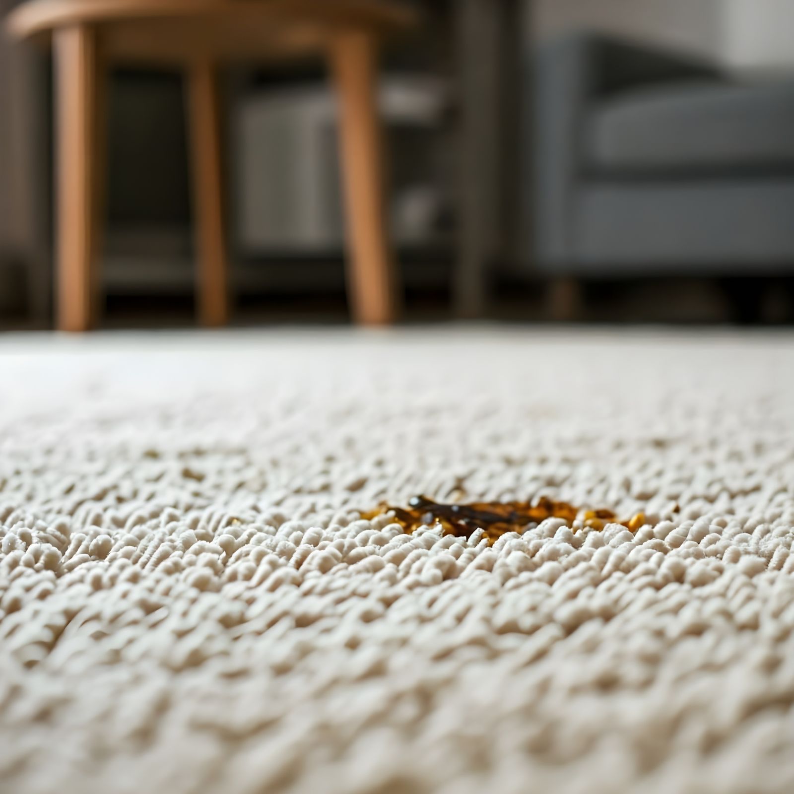 Vomit Splatter on Luxury White Carpet