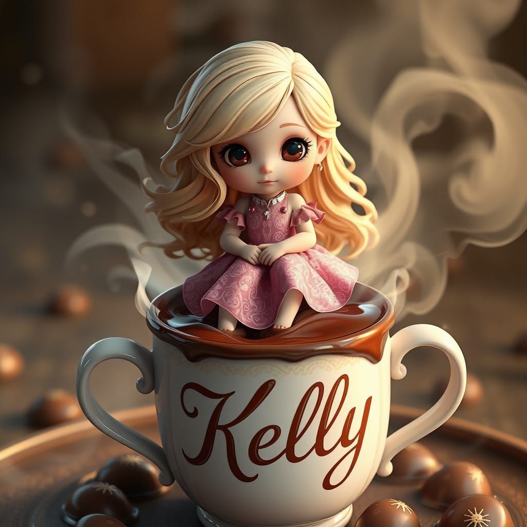 Whimsical Chibi Girl in Enchanting Art Nouveau Setting