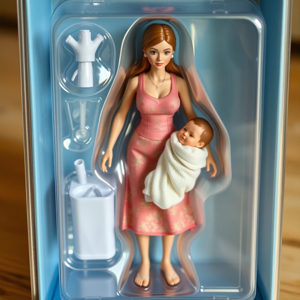 Single Mother Action Figure with Unborn Child
