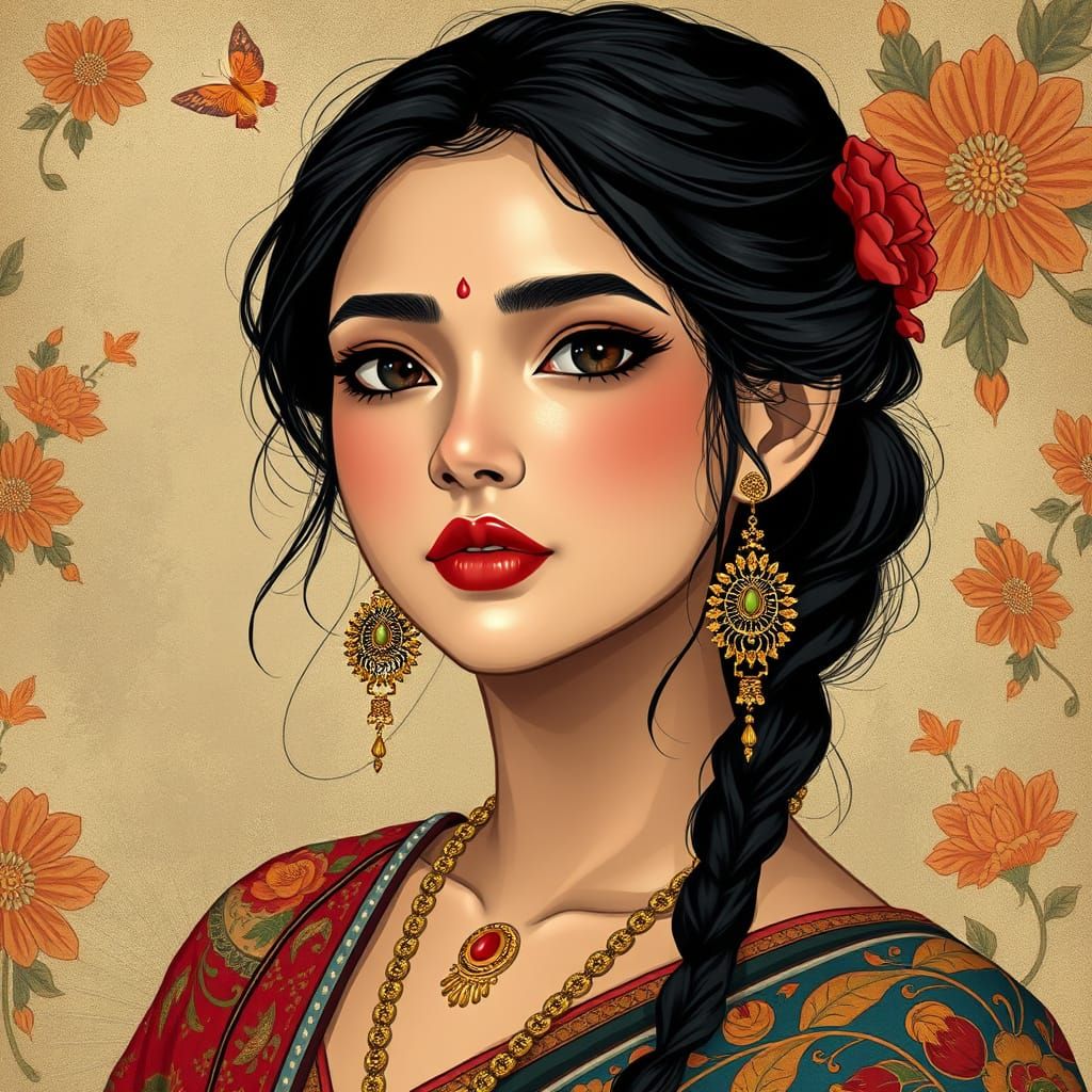 Bengali Woman in Traditional Dress: Elegant Digital Art