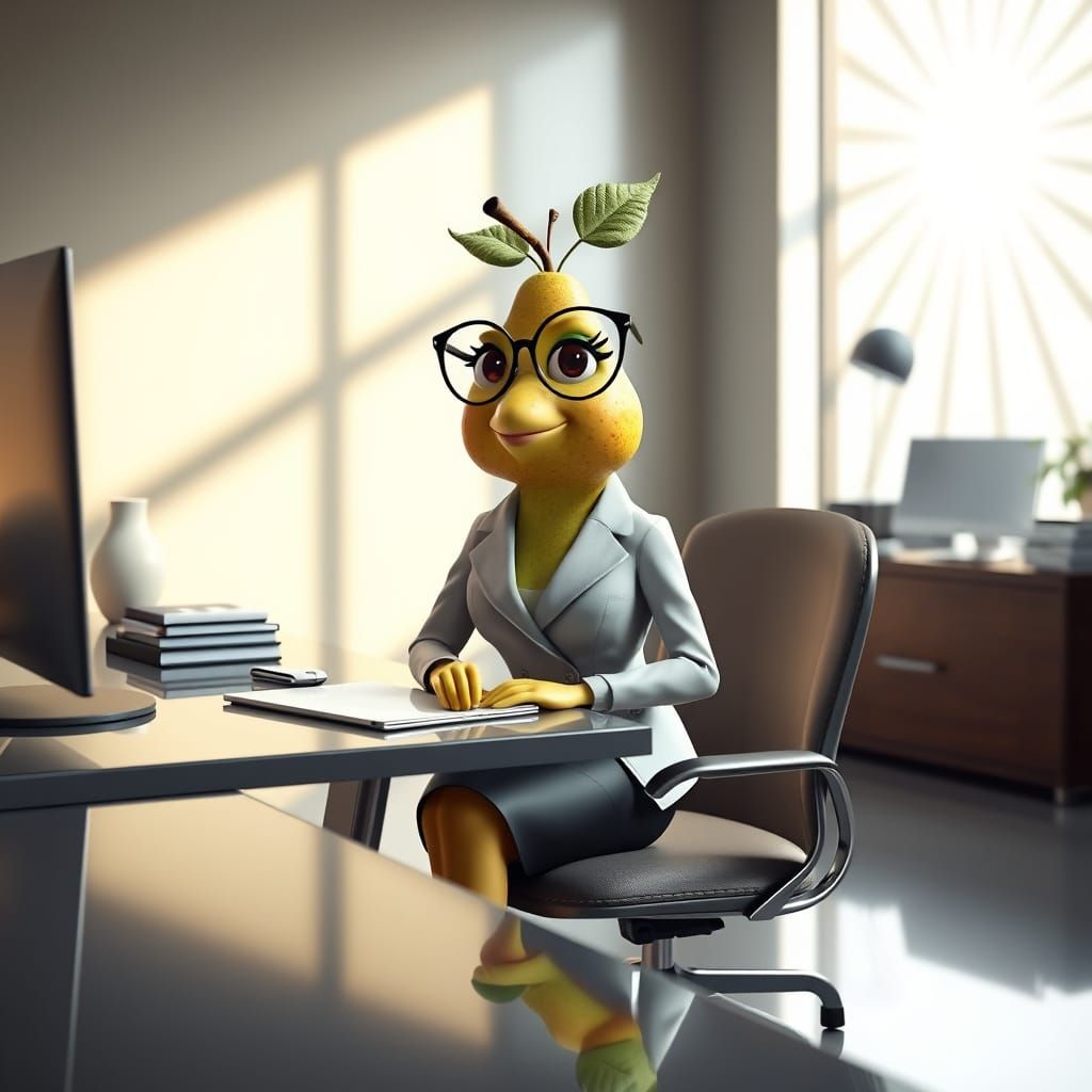 Stylish Female Pear Executive in Elegant Office Setting