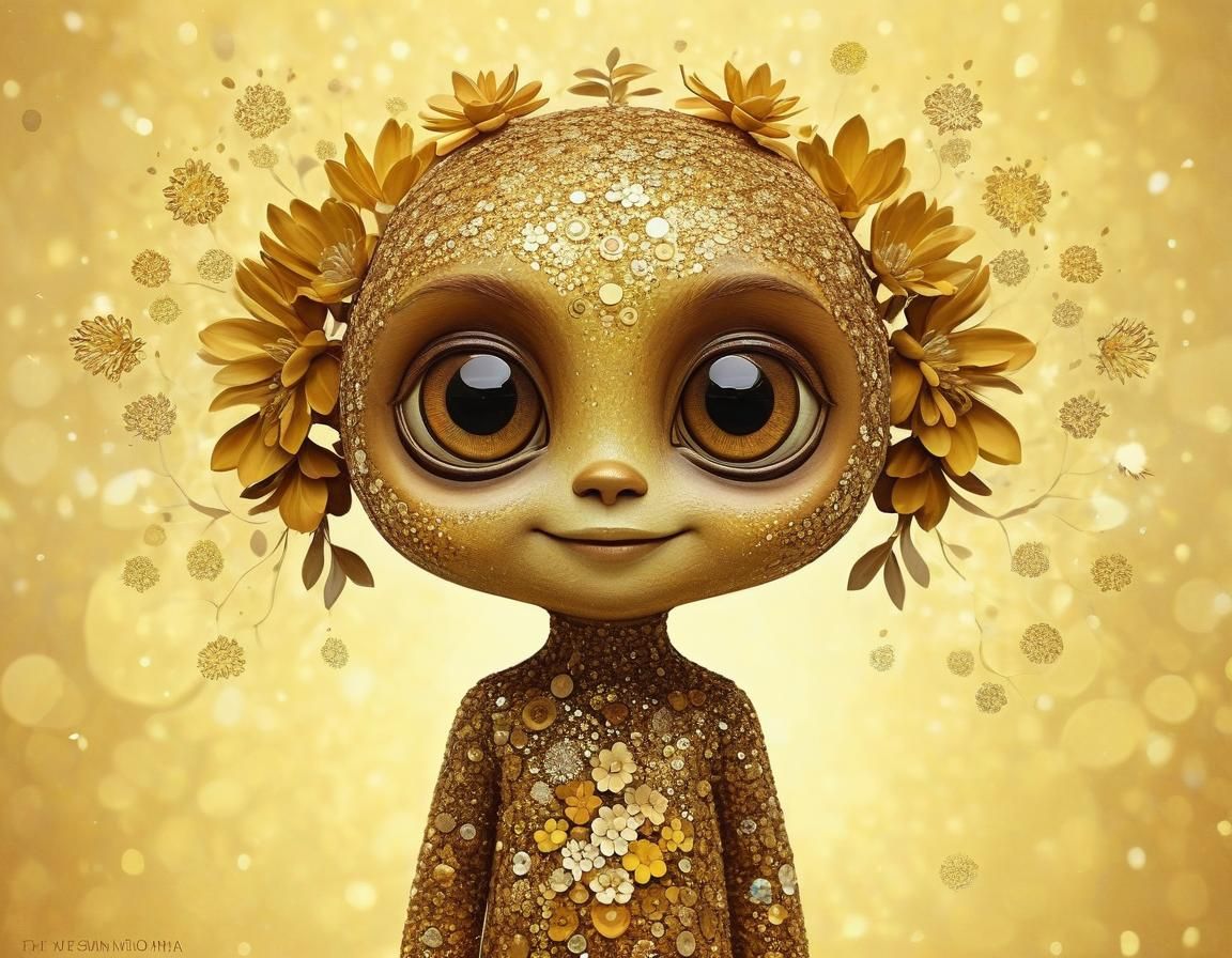 Cute Surreal Floral Creature Named Farzana in Cubism Style