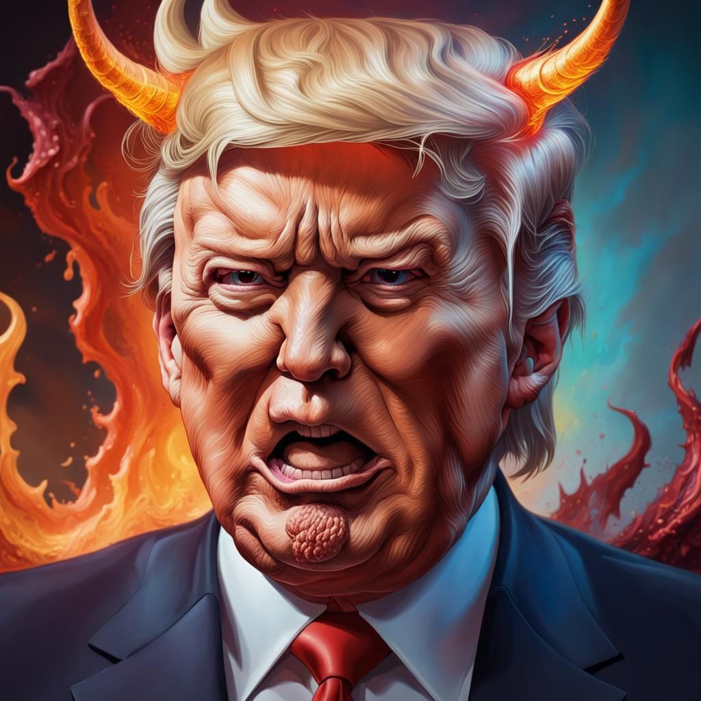 Demonic Donald Trump: Hyperrealistic Concept Art