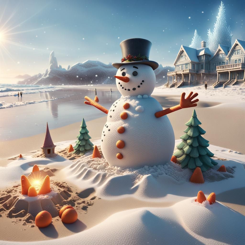 Enchanting Winter Wonderland: Frosty's Magical Beach Escapad...