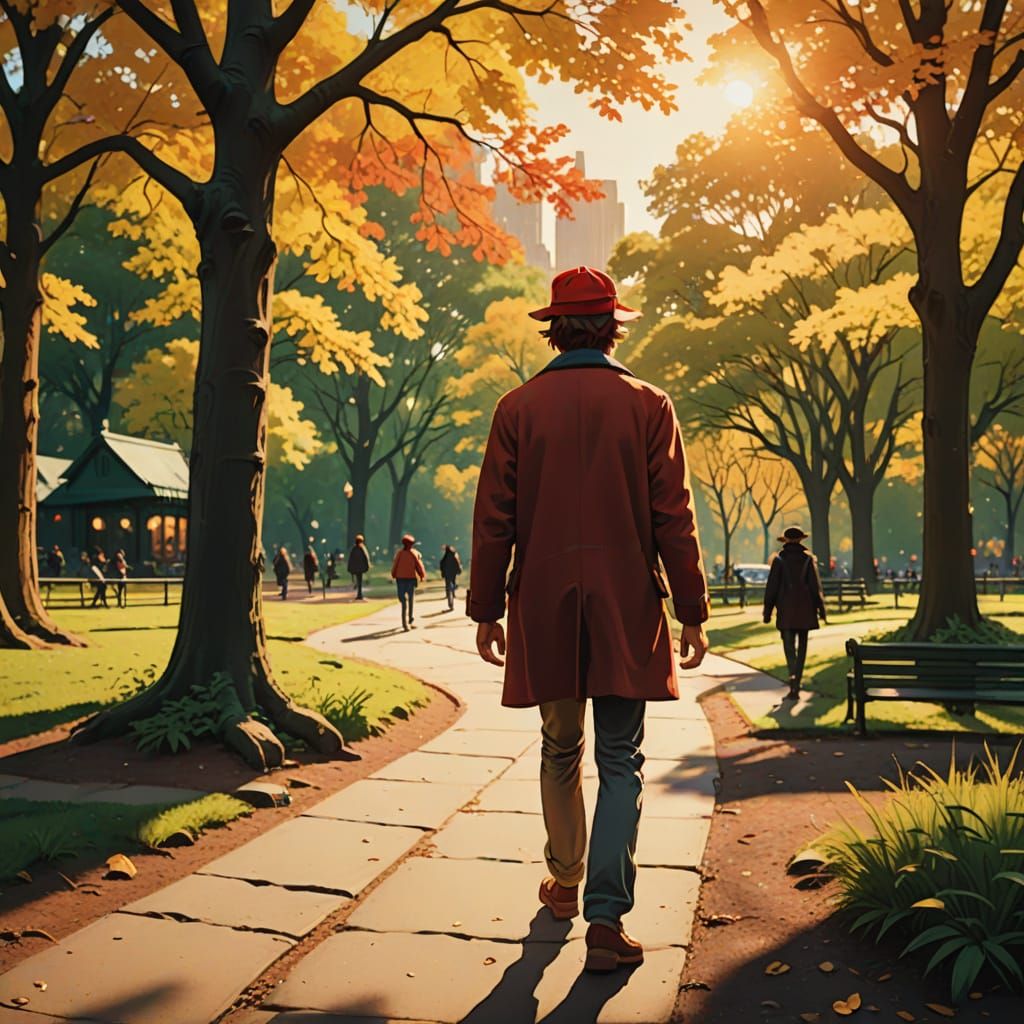 Holden Caulfield in Central Park, Disney Whimsical Style