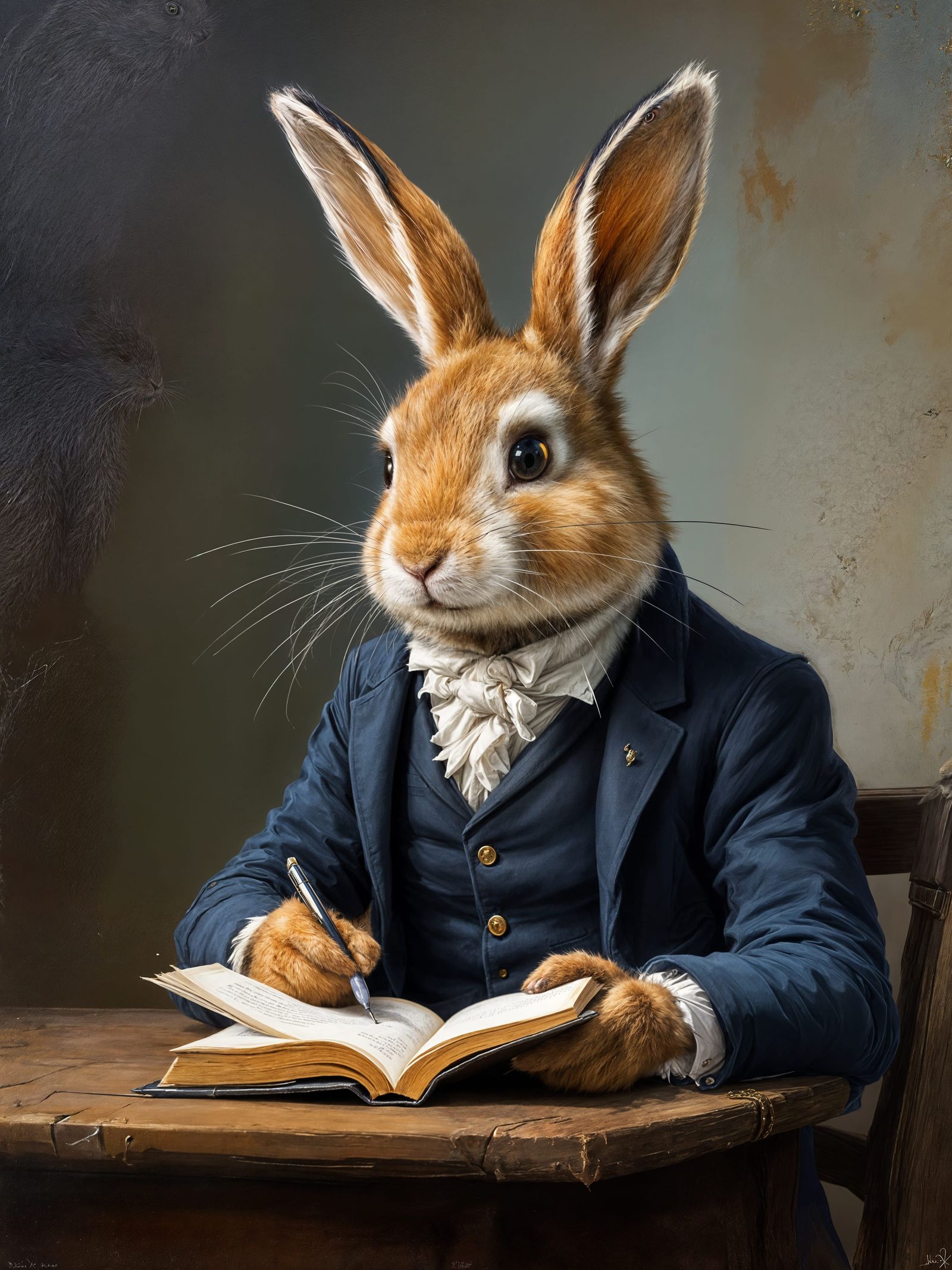 Rabbit Writer in Expressive Character Design Style