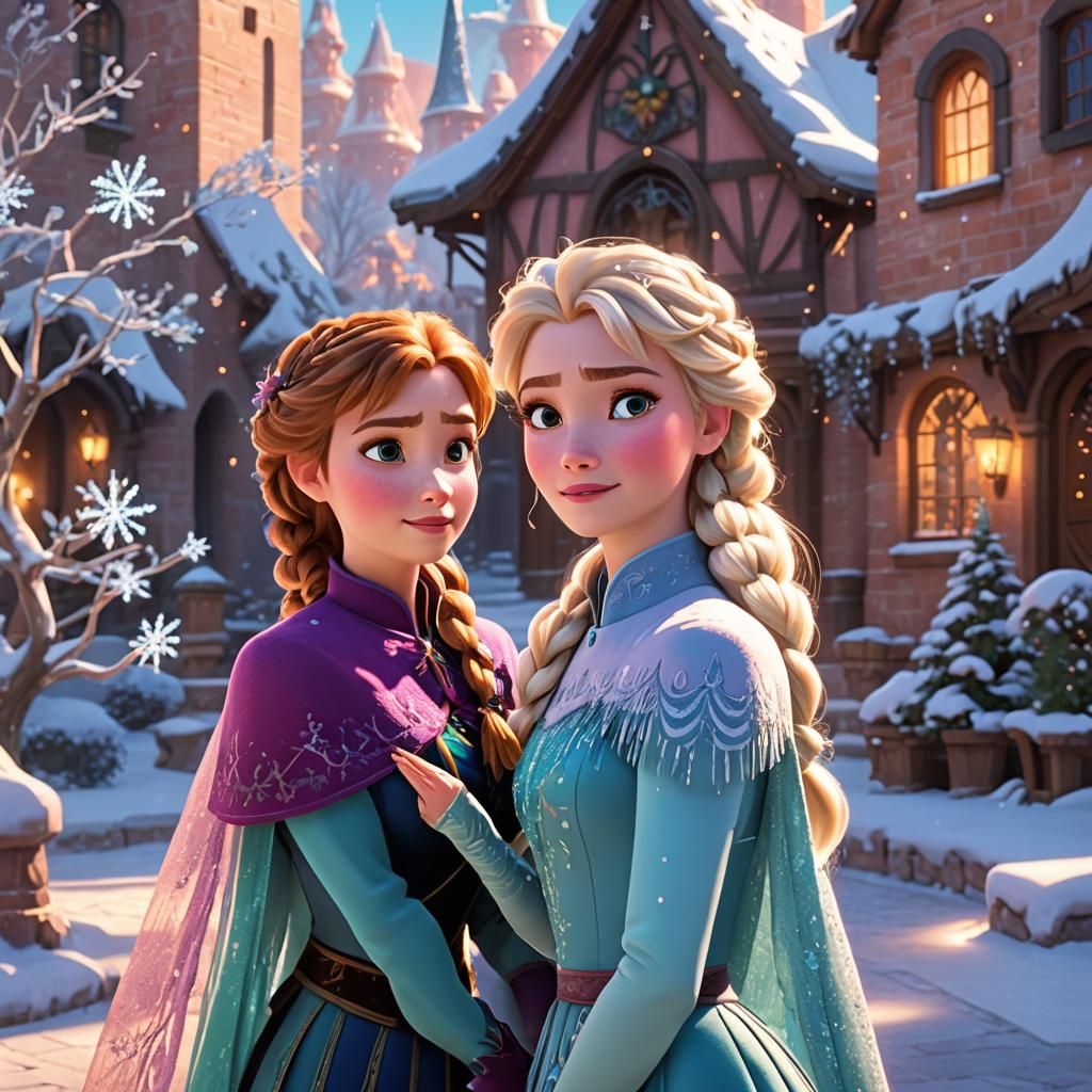 Anna and Elsa in Disney-Style 3D Animation