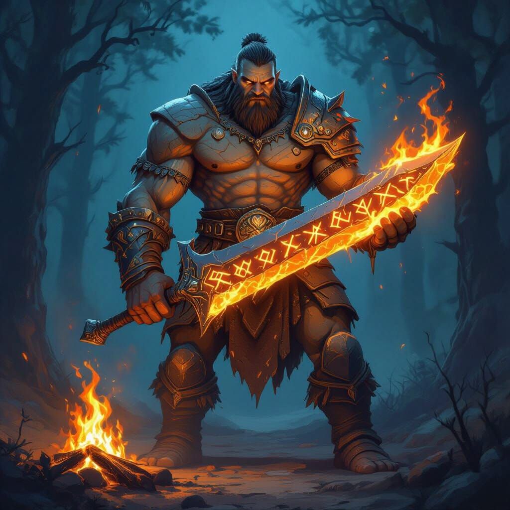 FireStone Giant Warrior with Ember-Lit Skin