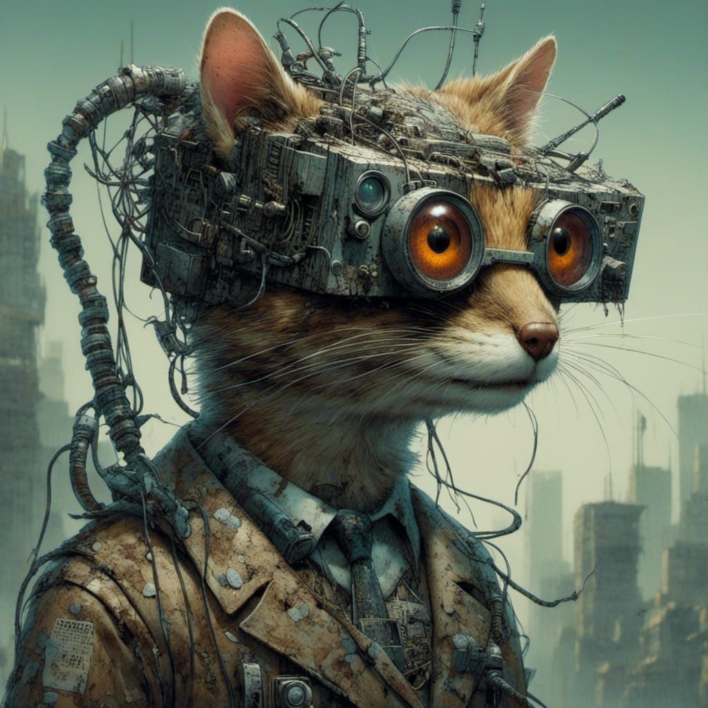 Cyborg Weasel with TV Head