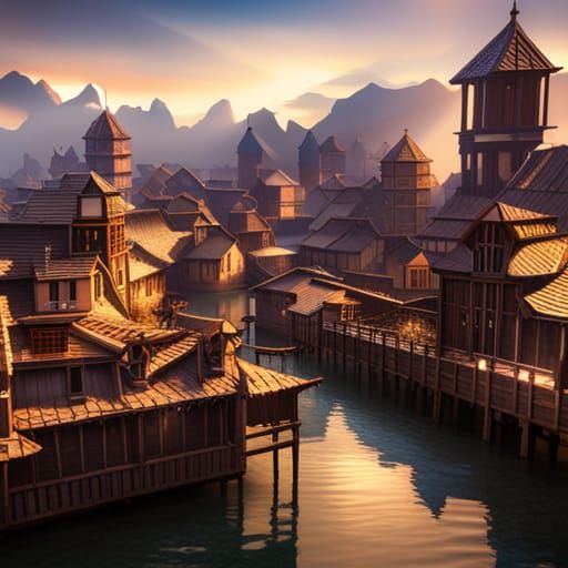 Medieval Ring City in 3D Game Style