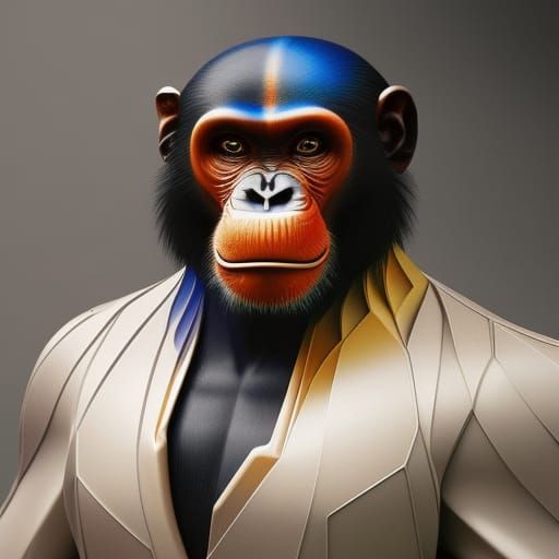 Intricate Chimpanzee Digital Art with Celtic Patterns