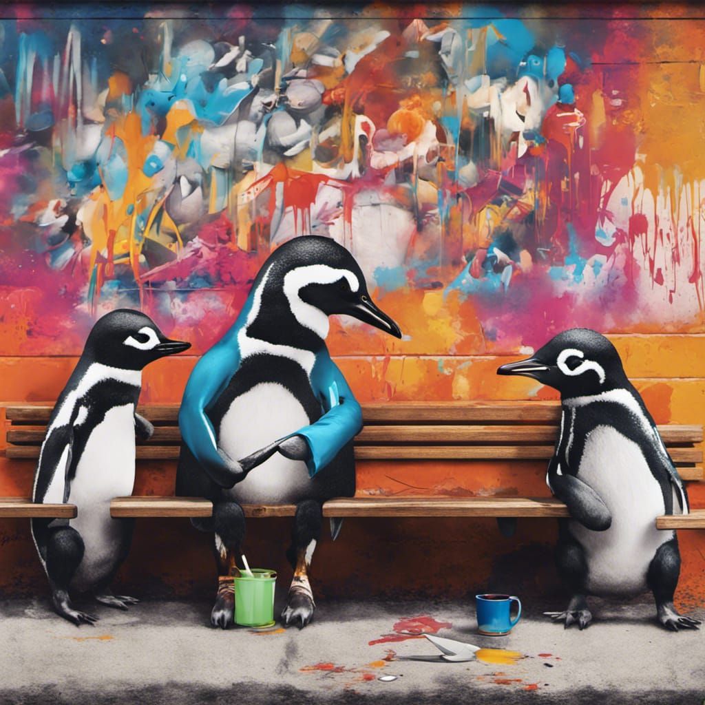 Bambi's Breakfast: Graffiti Art Encounter with Penguins