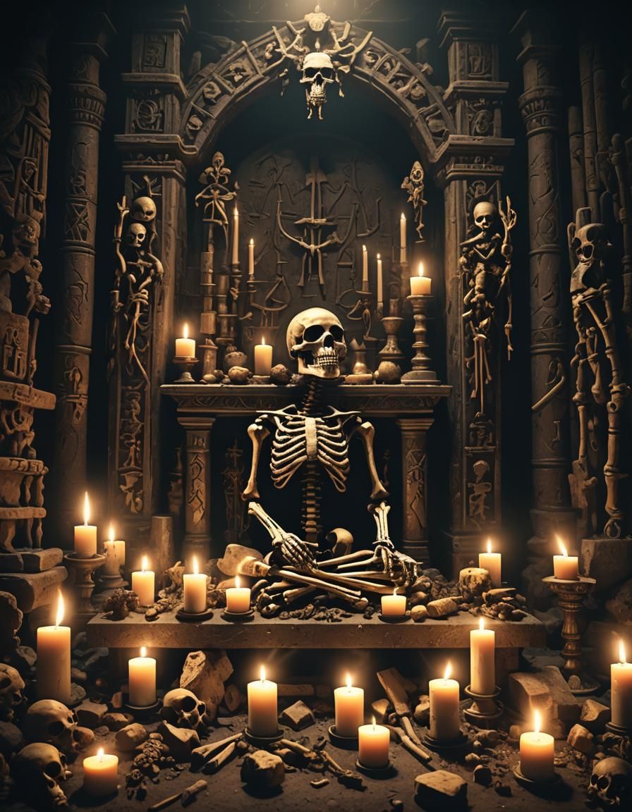 Mystical Altar Scene in Voodoo Dark Art Style