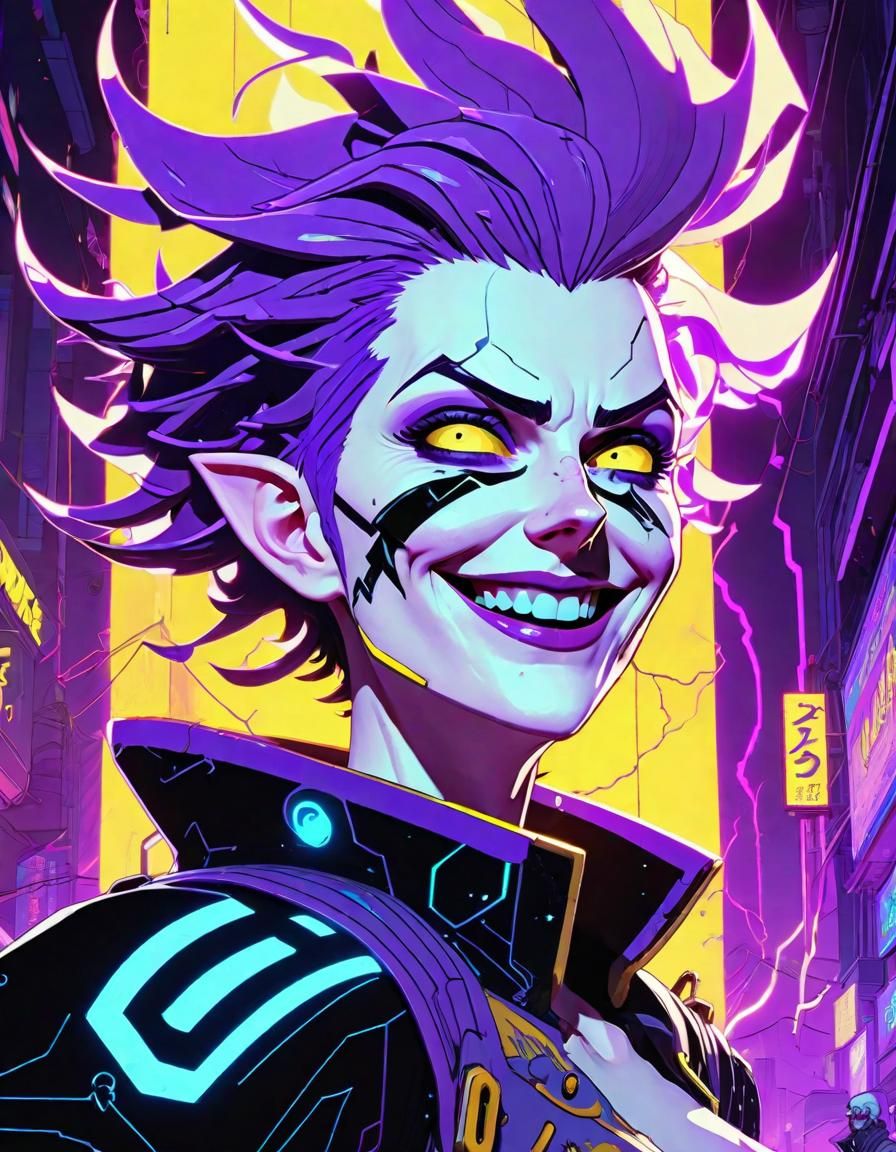 Cyberpunk Anime Girl with Psychedelic Eyes in Hades Style