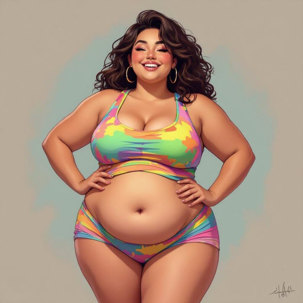 Joyful Plus-Size Woman Embodies Body Positivity