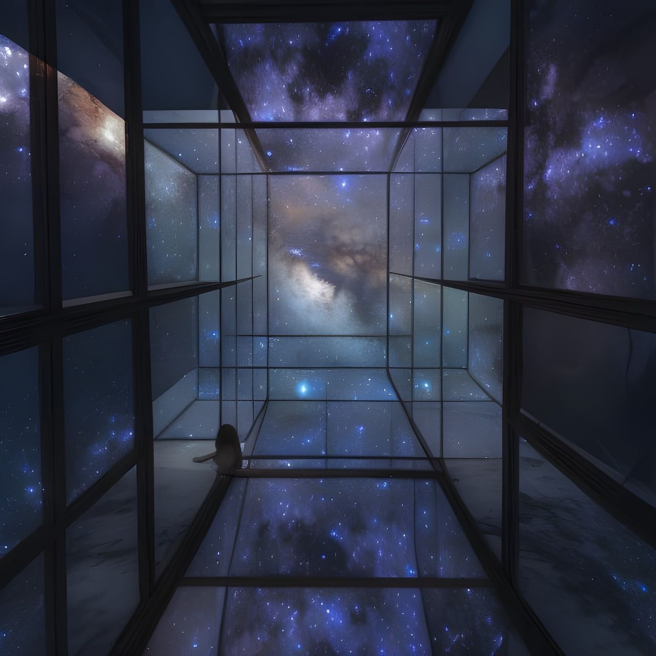 Spectacular Milky Way in Glass Boxes, Detailed Photorealisti...